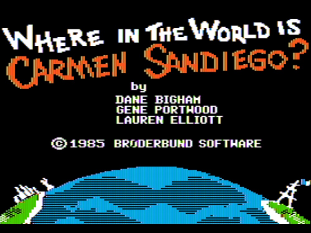 Title Screen of Where in the World is Carmen Sandiego? for Apple II